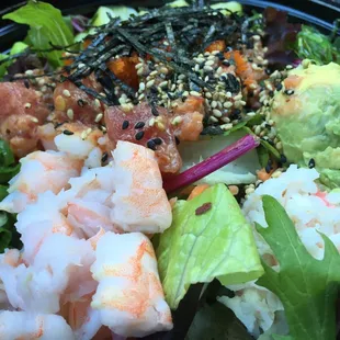 Spicy tuna, tuna and shrimp regular bowl