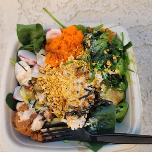 Regular poki bowl 3 protien with all the fixings