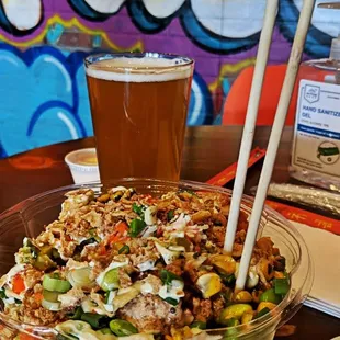 What a perfect lunch combo! Ultimate Boss bowl and a nice cold libation to go with it. Indoor dining was amazing!