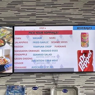 Menu as of March 2022