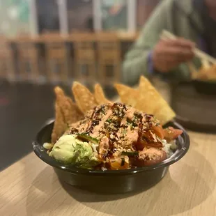 a bowl of food on a table
