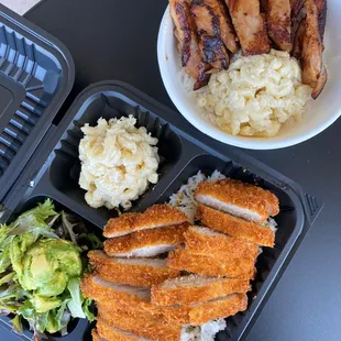 Pork Katsu Plate  &amp; BBQ Chicken bowl.