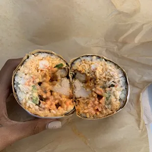 Fire chicken sushi burrito