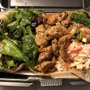 Chicken Yaki with crab meat.