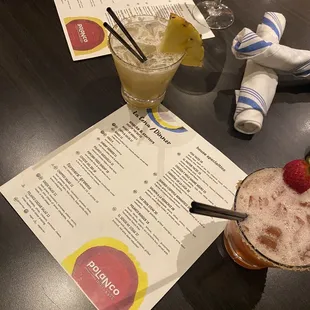 Pineapple and strawberry margaritas