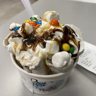 Rocky Roll Vanilla Base, Add Oreo and Caramel Syrup.