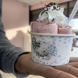 Cherry rolled ice cream