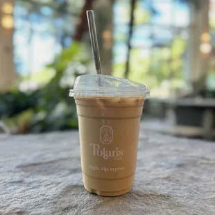 Iced ube latte w/ pistachio milk