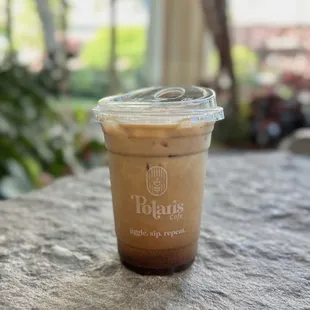 Iced ube latte w/ pistachio milk