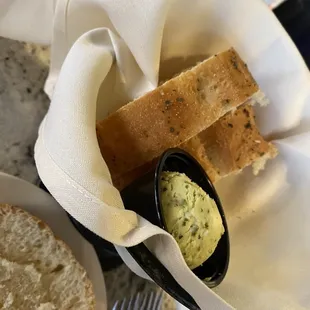 Bread and garlic basil butter
