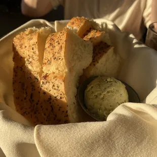Bread basket with herb butter
