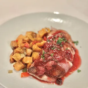 Seared duck with sweet potatoes! Yummy!