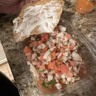 Fish tostada ceviche