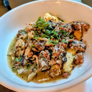 Mushroom and Sausage Polenta