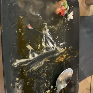 a dirty plate of food