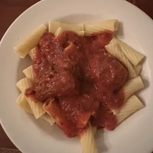 Rigatoni and meatballs.
