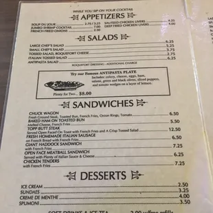 the menu