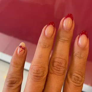 Cherry red neat French tip