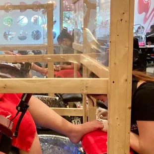 She was practically bonking her head on it.