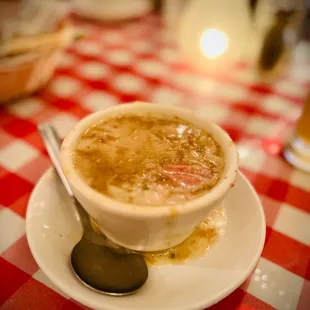 Half Cabbage soup and half Kielbasa soup mixed together. Waitress suggested. It is so good. This is the way.