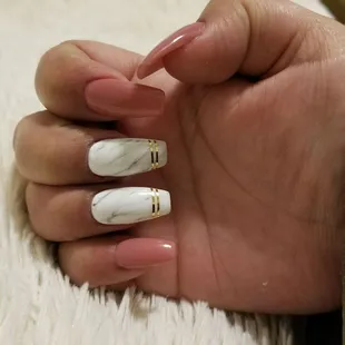 Coffin shape, marble design and gel polish!
