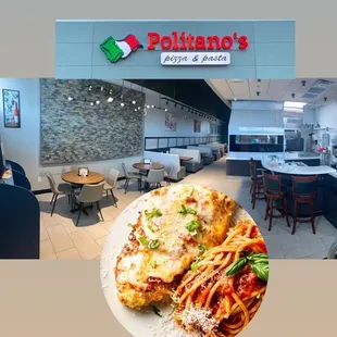 The place inside and one dish