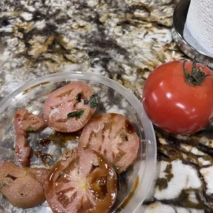 Politanos tomato compared to my own store bought tomato from 2 days ago!!  Terrible