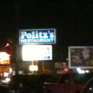 the sign for politz's restaurant