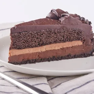 a slice of chocolate cake