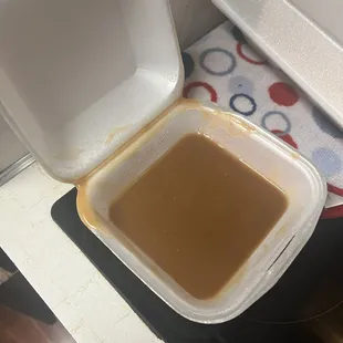 Can't use a cup with lid they use to serve kool aid, so they used a side container. Most of it ended up in the bag, no surprise there.