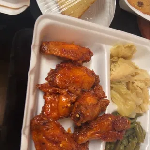 Hot Honey Wings. Not hot actually cold sitting under the heat lamps.