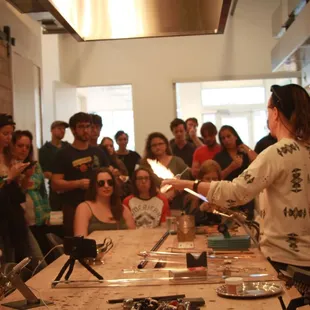 Glassblower, Sheva Chaya, visited our studio in November...all the way from Israel! She demonstrated for the public over mimosas &amp; bagels.