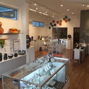 Gallery shot from the front window. We represent over 30 artists! All items are handmade.