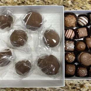 Cordial strawberries and box of chocolates