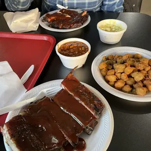 Slab of ribs for two, fried okra