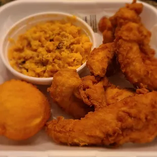 Chicken Tender Dinner (4 Tenders) w/corn pudding &amp; puff