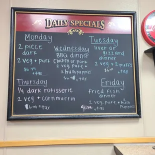 Monday - Friday Daily Specials