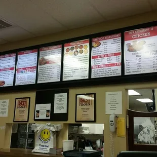 menus on the wall