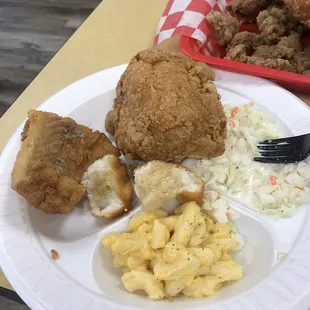 Chicken ~fish~cole slaw~Mac n cheese