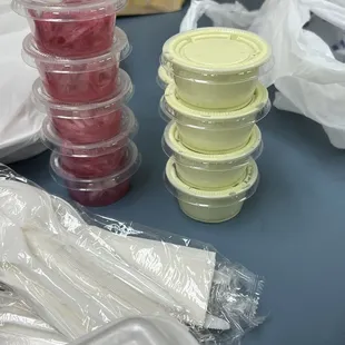 a variety of plastic containers
