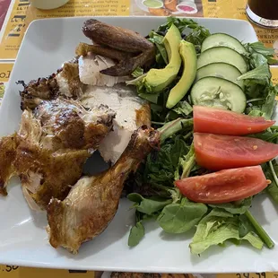 Half a chicken with salad