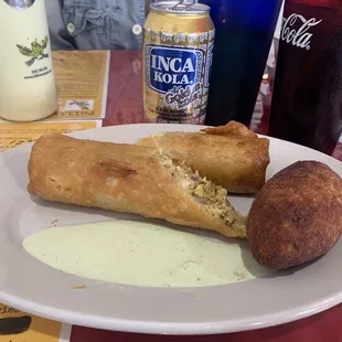 #8 Chicken Chimichanga w Papa Rellena (chicken stuffed potato)
