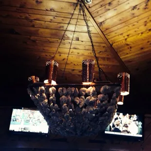 a chandelier made of rocks