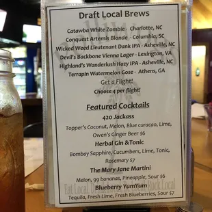 Drink menu