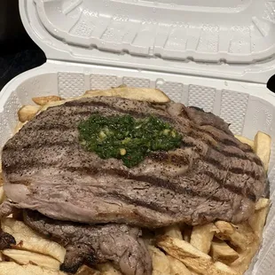 Grilled Steak with Chimichurri sauce added.