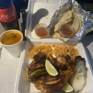 Half Chicken plate. Mexico Coke