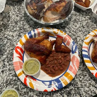 two plates of food on a table