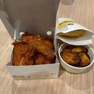 Three Piece Meal with Yuca Fries and Plantains IG: @bobabitchess