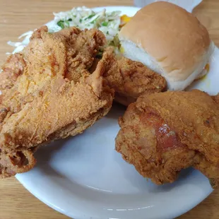 3 piece chicken, cold slaw.