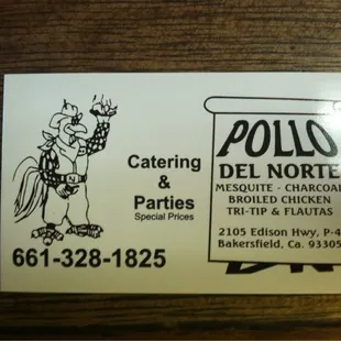 a business card for pollo del norte